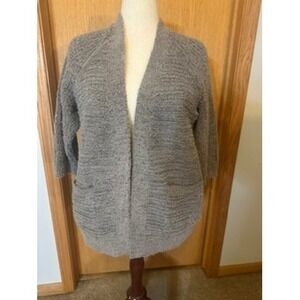 Barefoot Dreams CozyChic Knit Cardigan Gray Open Front Pocket Sweater S NWT